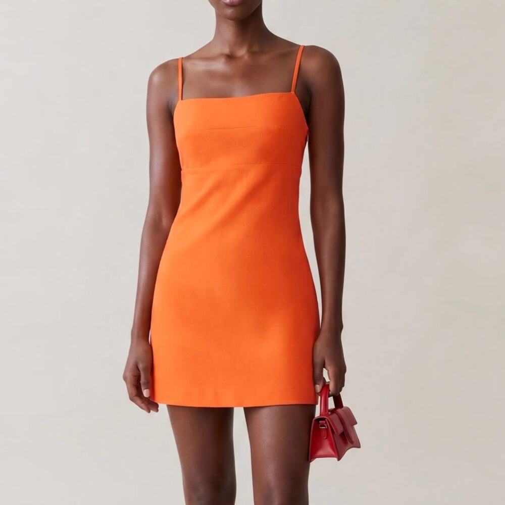 Few Moda Kourt Velma Orange Cocktail Party Mini Dress 4 8 S M 90s Minimalist